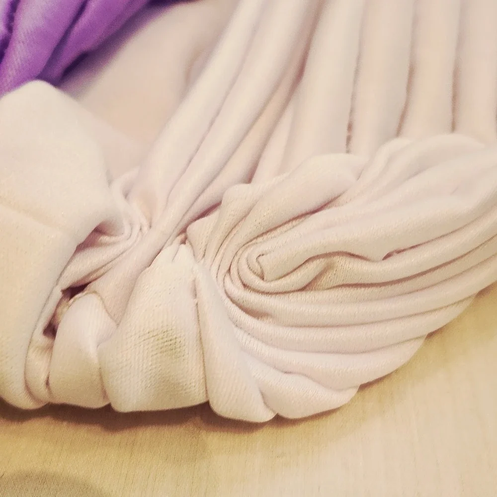 Set of 6 Crinkle Twist Ribbed Turban Headwraps Chemo Caps Polyester Accessory